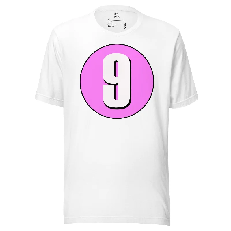 Unisex t-shirt: White on Pink 9 Hooded Caped Shawl Collar