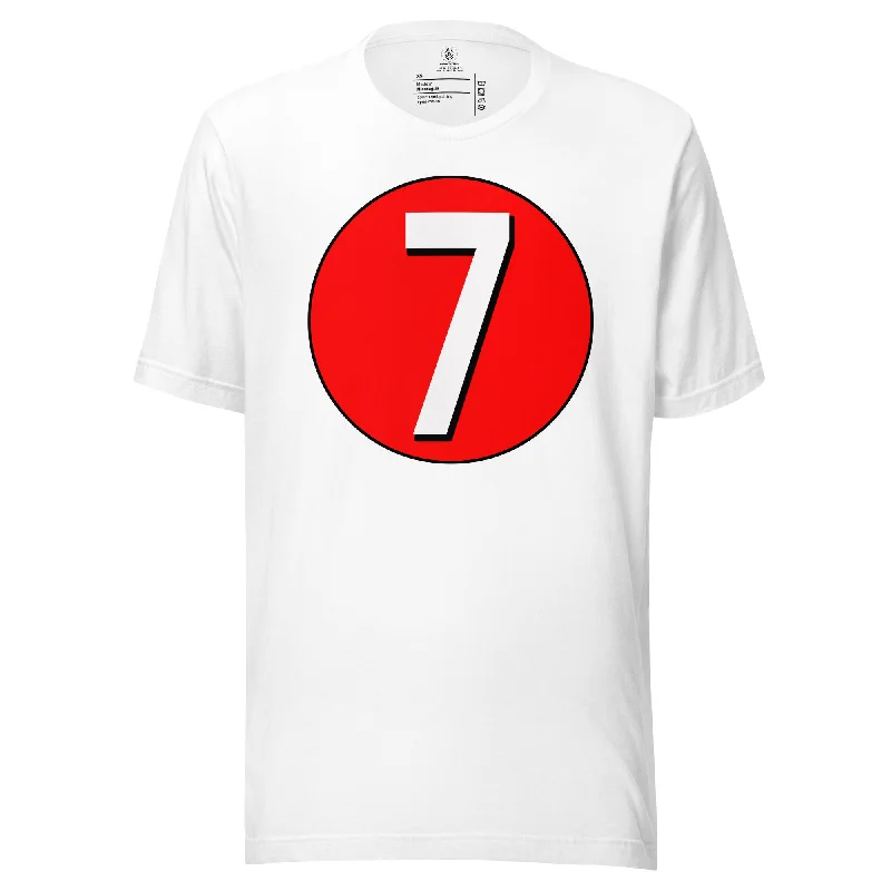 Unisex t-shirt: White on Red 7 Satin Blend Silk Blend Wool Blend