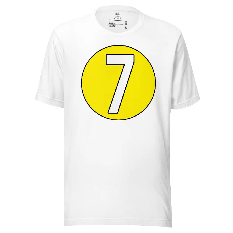 Unisex t-shirt: White on Yellow 7 Fashionable Trendy Casual