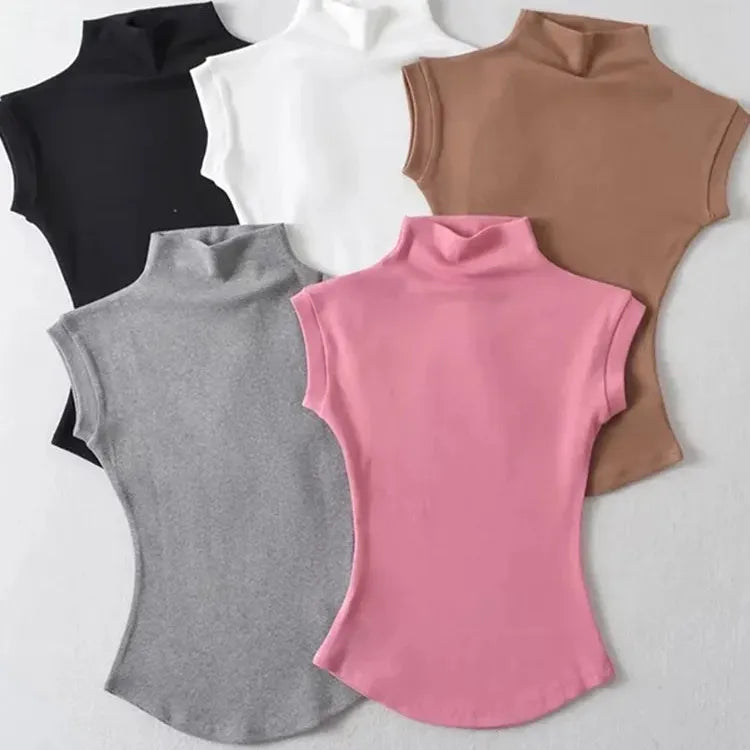 Women Summer Sexy Turtleneck Sleeveless T-Shirts Tops Solid Slim Fit Pullovers Causal Tees Shirts Female Streetwear Basics Tees Layered Multi-layer Single Layer Women Summer Sexy Turtleneck Sleeveless T-Shirts Tops Solid Slim Fit Pullovers Causal Tees Shirts Female Streetwear Basics Tees Layered Multi-layer Single Layer