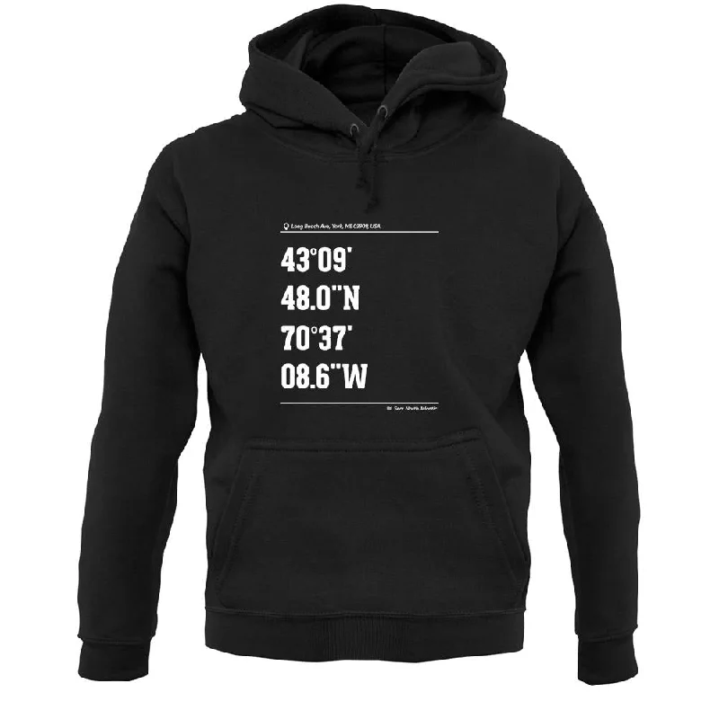 Surfing Coordinates Longsands In York Unisex Hoodie Hooded Sweatshirt Casual Wear Street Style Surfing Coordinates Longsands In York Unisex Hoodie Hooded Sweatshirt Casual Wear Street Style