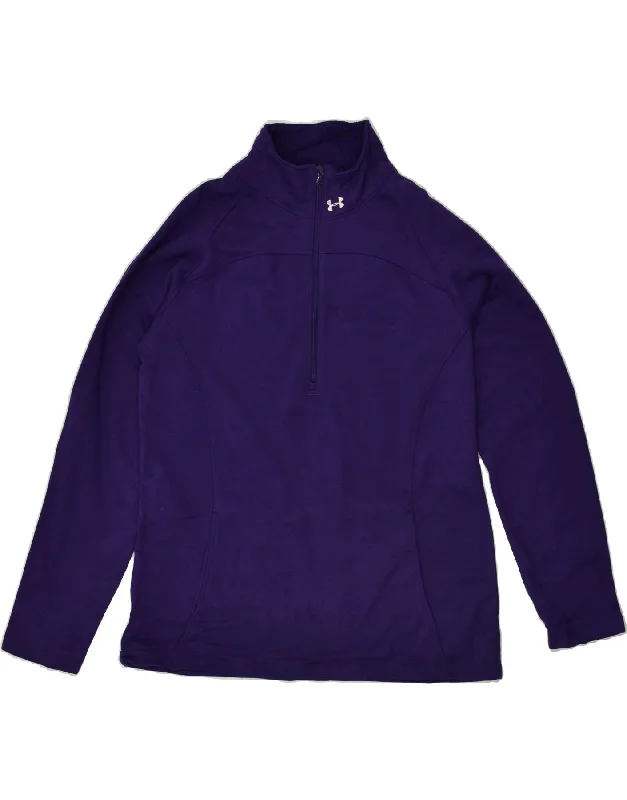 UNDER ARMOUR Womens Zip Neck Sweatshirt Jumper UK 16 Large Purple Hoodie with Elastic Cuffs Stretchable Comfortable UNDER ARMOUR Womens Zip Neck Sweatshirt Jumper UK 16 Large Purple Hoodie with Elastic Cuffs Stretchable Comfortable