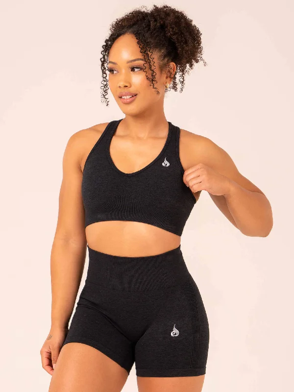 Aspire Seamless Sports Bra - Black Marl Breathable Sports Bra