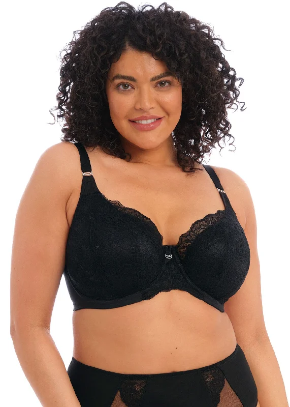 Brianna Underwired Padded Half Cup Bra In Black - Elomi Padded Push-Up Bra