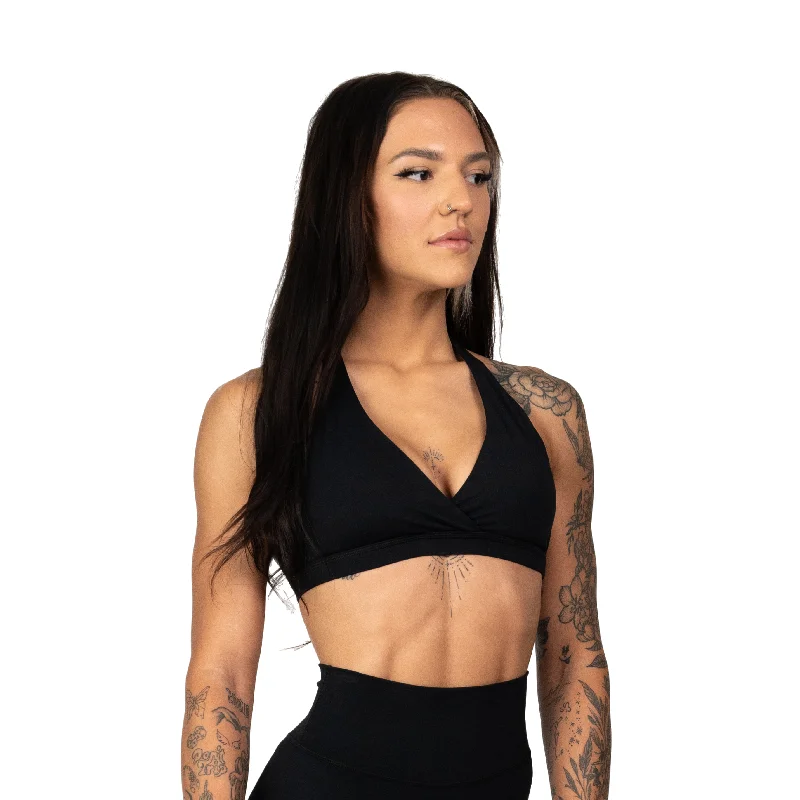 CORE HALTER SPORTS BRA - BLACK Full Coverage Bra