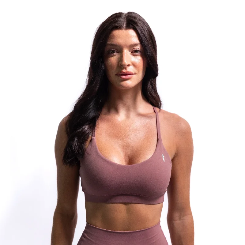 CORE V-NECK SPORTS BRA - MAUVE Seamless Bra Design