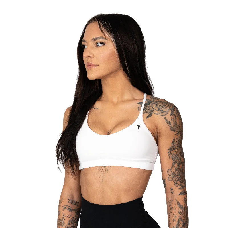 CORE V-NECK SPORTS BRA - WHITE Sports Support Bra