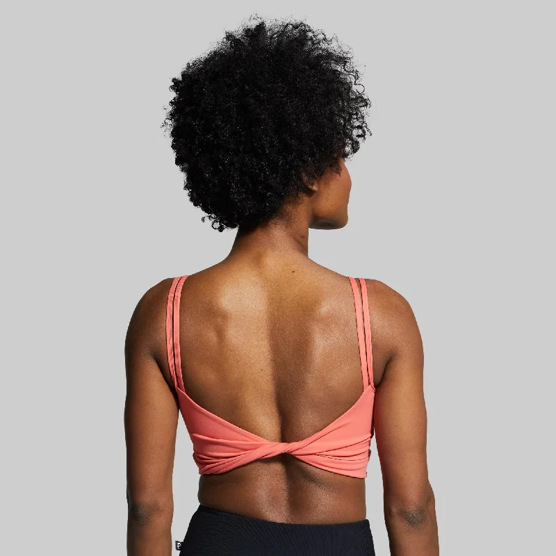 Don't Get It Twisted Sports Bra (Spiced Coral) Lace Back Bra