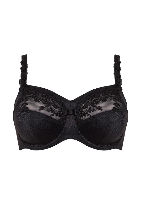 Ella Sheer Panel Underwire Bra In Black - Ulla Ultra-Light Bra