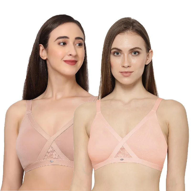 Full coverage cross over non padded non wired bra (Pack of 2) CB-405 Minimalist Wireless Bra