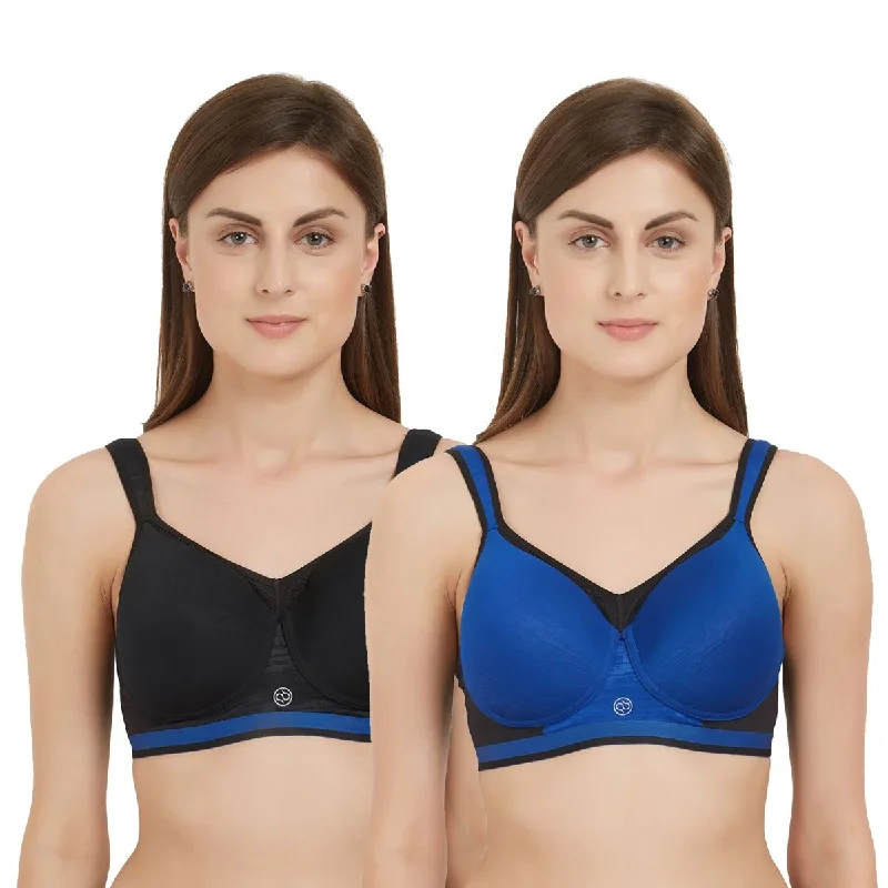 Full Coverage High Impact Padded Non Wired Sports Bra (Pack of 2) CB-906 Lace Back Bra