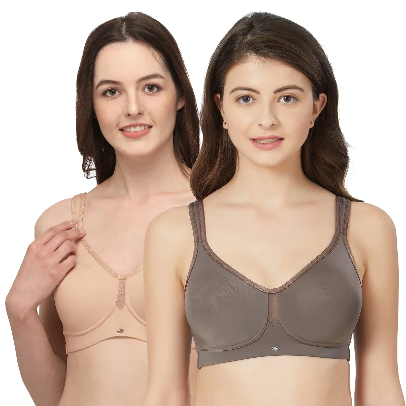 Full Coverage Minimizer Non Padded Non Wired Bra (Pack Of 2) CB-328 Sleek Push-Up Bra