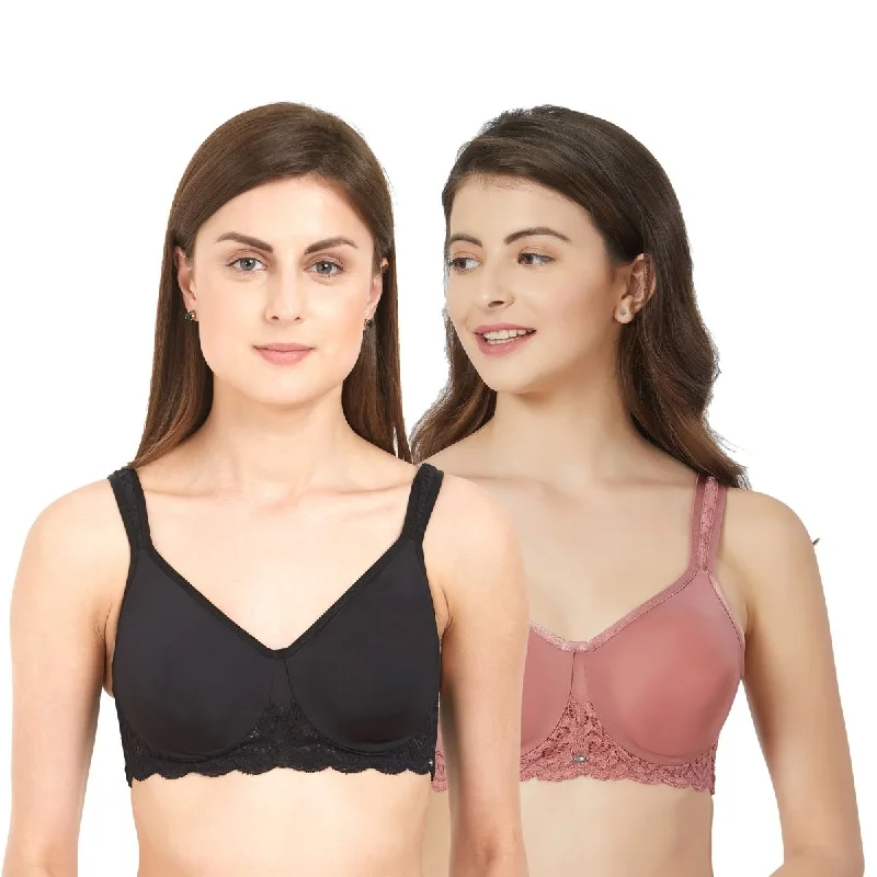 Full Coverage Non Padded Wired Lace Bra (Pack Of 2) FB-609 Cozy Wire-Free Bra