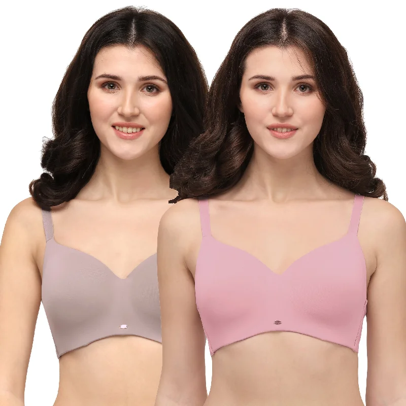 Full Coverage Padded Non Wired Ultra Soft Seamless Bra Combo CB-129 Soft Cup Bra