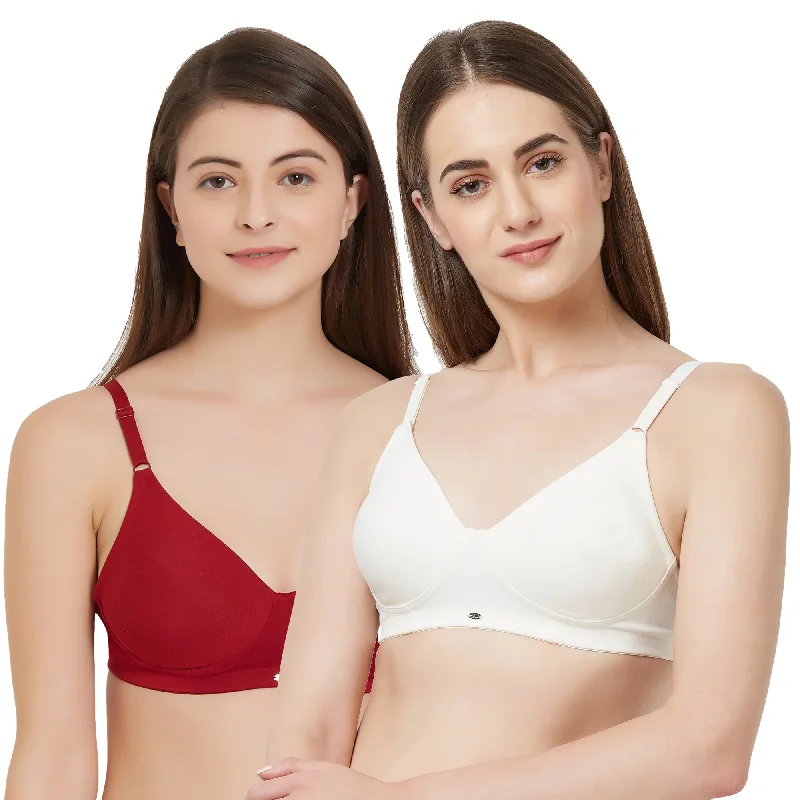 Full Coverage Seamless Cup Non-Wired Bra (PACK OF 2) CB-330 Soft Lace Bra