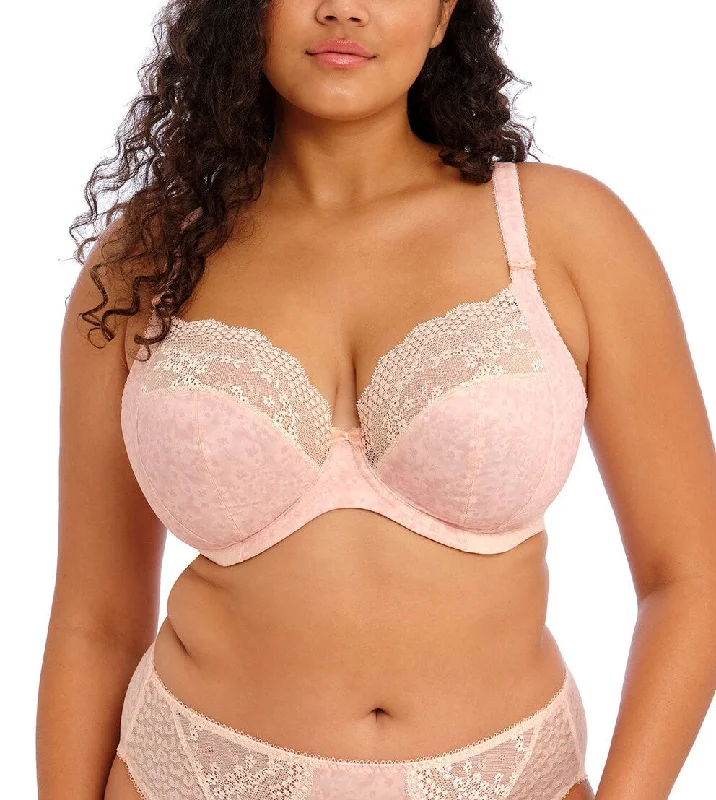 Lucie Underwired Plunge Bra In Pale Blush - Elomi Sexy Mesh Bra