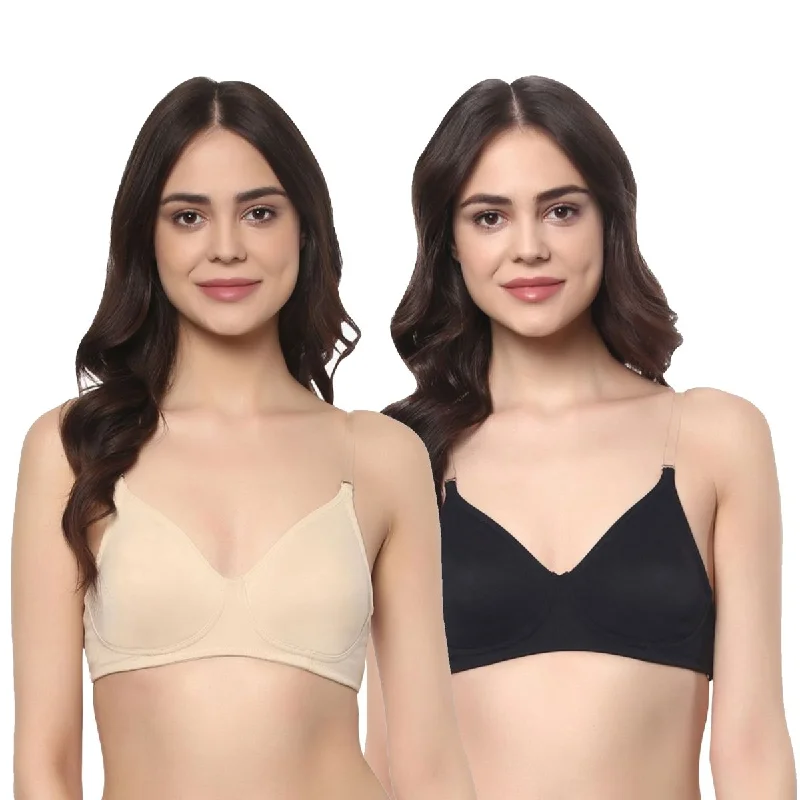 Medium Coverage Non Padded Non Wired Multiway Bra (PACK OF 2) CB-321A Cotton Comfort Bra