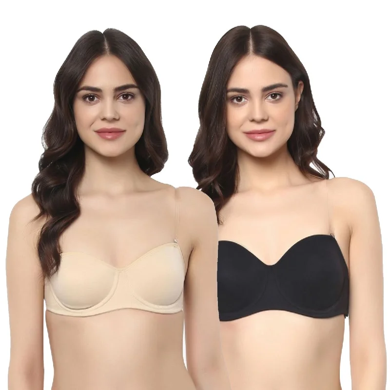 Medium Coverage Non Padded Non Wired Multiway Bra (PACK OF 2) CB-322A Minimalist Wireless Bra