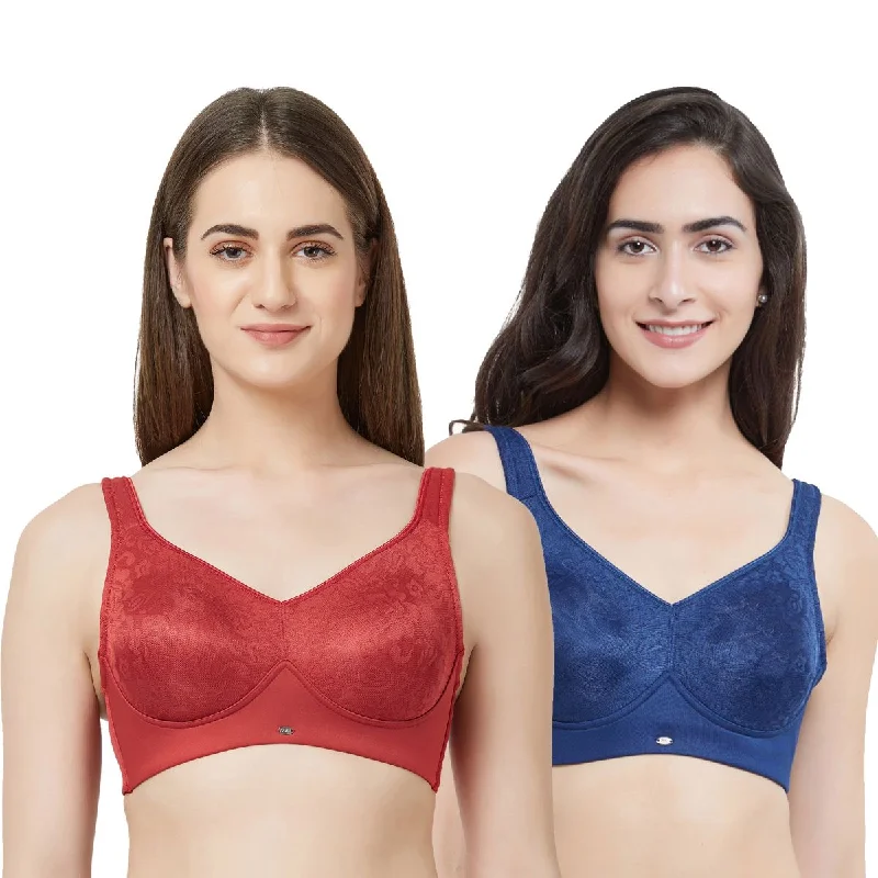 Minimizer Full Coverage Non Wired Bra (Pack Of 2) CB-325 Elegant Lace Bralette