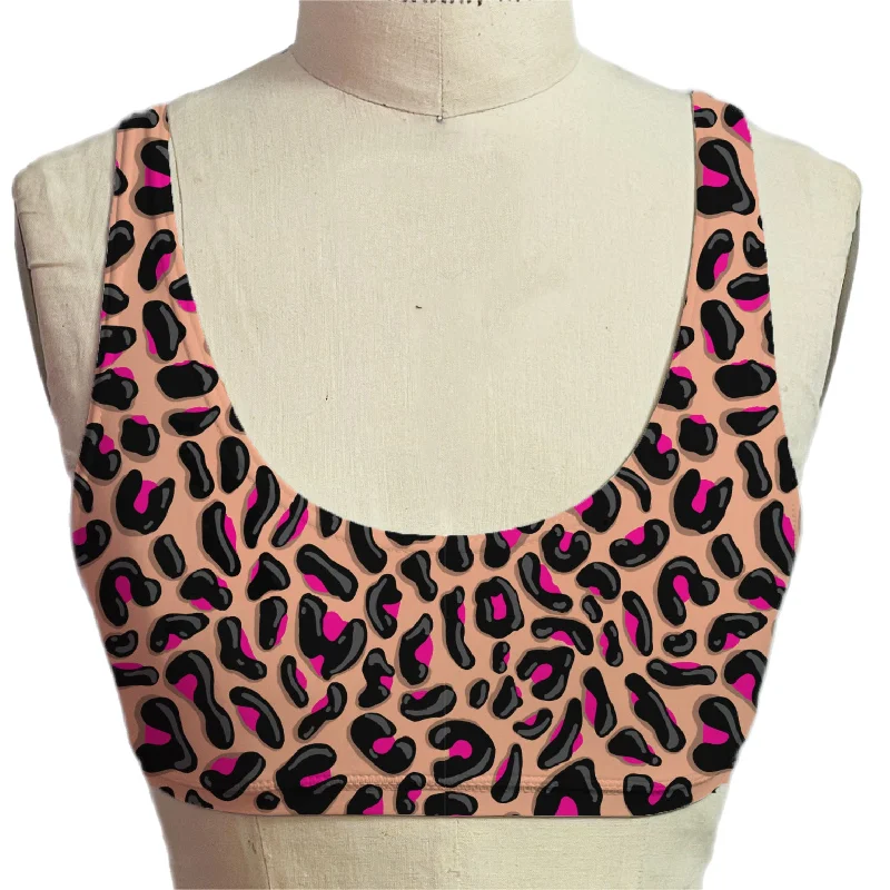 Pink Leopard Micro Scoop Bra Fashionable Push-Up Bra