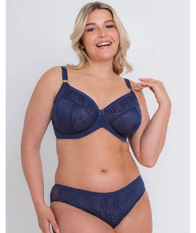 Wonder Vibe Full Cup Side Support Bra In Navy - Curvy Kate Limited Breathable Wireless Bra