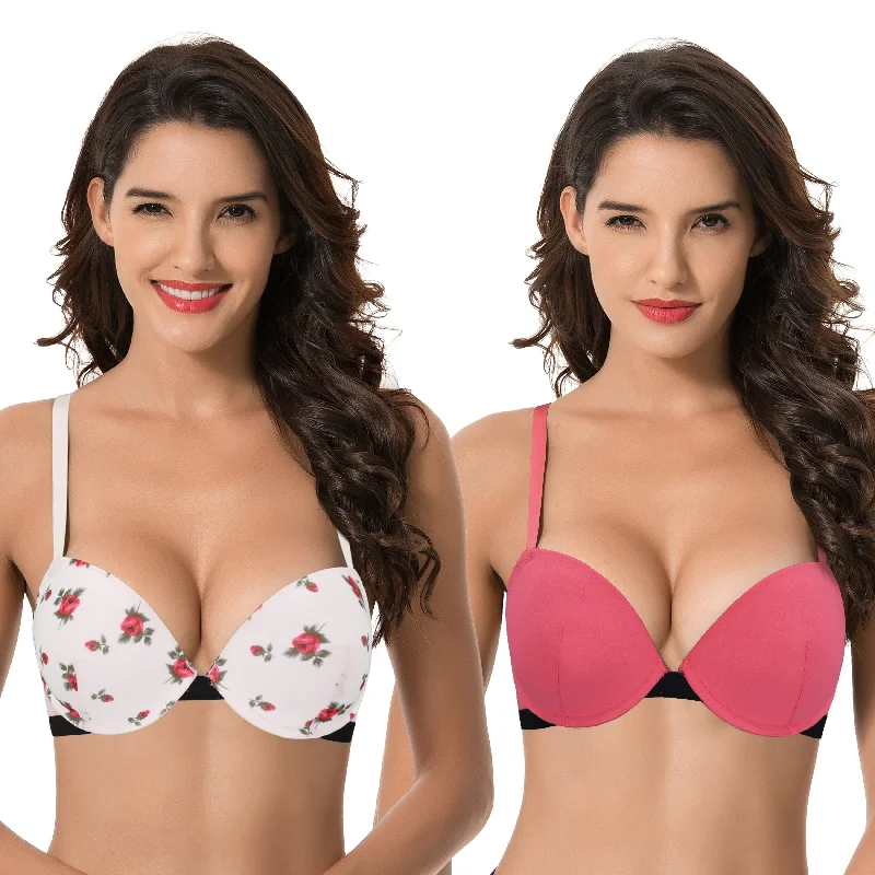 Women's Plus Size Add 1 and a half Cup Push Up Underwire Lace Bras Elegant Satin Bralette