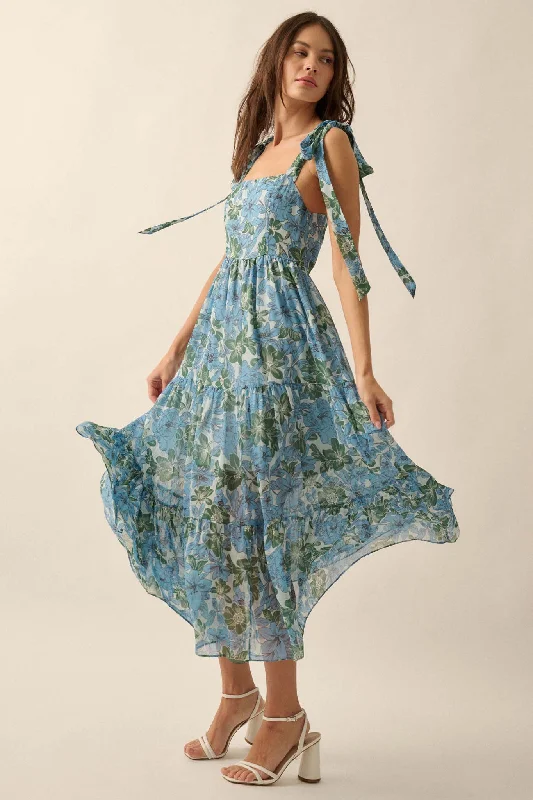 Borneo Bliss Floral Chiffon Tiered Ruffle Midi Dress Comfortable Knitwear Midi Dress Borneo Bliss Floral Chiffon Tiered Ruffle Midi Dress Comfortable Knitwear Midi Dress