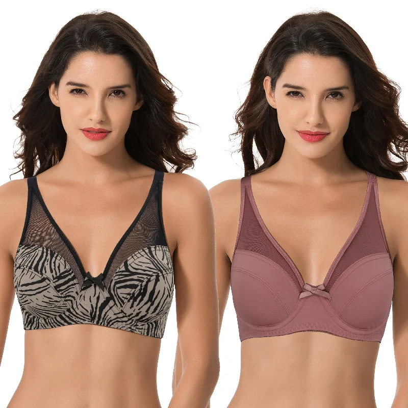 Women's Plus Size Minimizer Unlined Underwire Full Coverage Bra Seamless Sports Bra