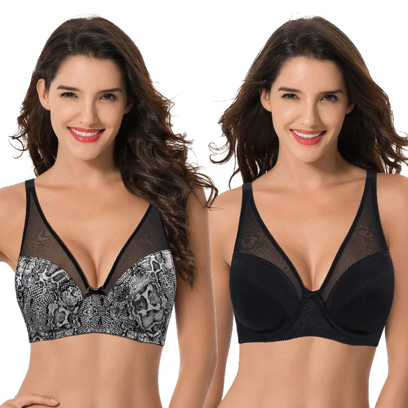 Women's Plus Size Minimizer Unlined Underwire Full Coverage Bra Comfortable Lounge Bra
