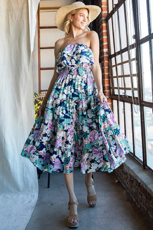 Explore More Collection - Cotton Bleu by Nu Label Ruffled Floral Midi Dress Stylish Button-Up Midi Dress Explore More Collection - Cotton Bleu by Nu Label Ruffled Floral Midi Dress Stylish Button-Up Midi Dress