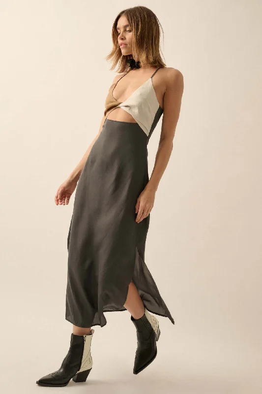 Glammed Up Colorblock Satin Cutout Midi Dress Cozy Tie-Dye Midi Dress