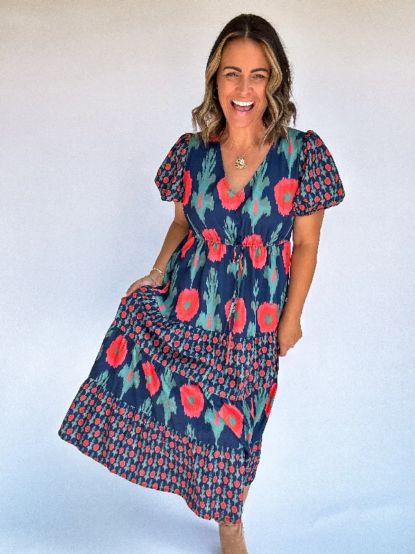 The Tulips Garden Midi Dress Elegant Satin Slip Midi Dress