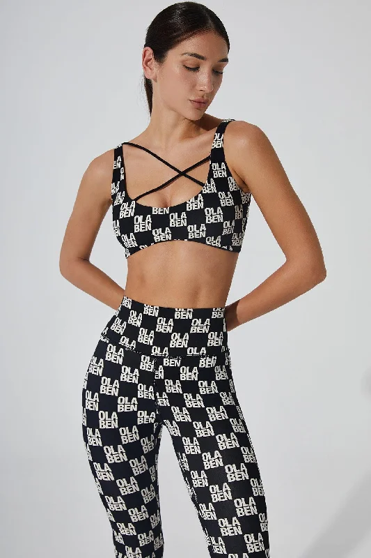 Kamari Monogram Bra - Monogram Black Supportive Sports Bra