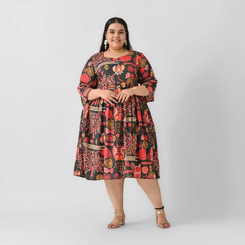 Emerald Green Rayon Geometrical Flared Midi Dress (Plus) Elegant Floral Skirt Midi Dress Emerald Green Rayon Geometrical Flared Midi Dress (Plus) Elegant Floral Skirt Midi Dress