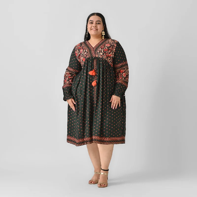 Emerald Green Rayon Printed V-Neck Midi Dress (Plus) Trendy Ruffled Sleeve Midi Dress Emerald Green Rayon Printed V-Neck Midi Dress (Plus) Trendy Ruffled Sleeve Midi Dress