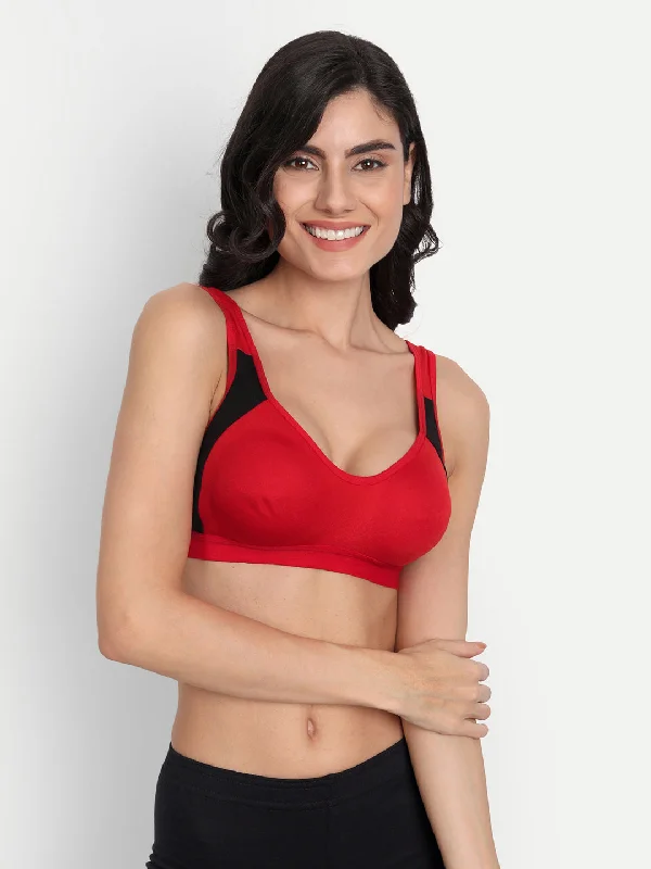 T.T. Women Red Cut N Sew Solid Sports Bra Trendy Lace Bra