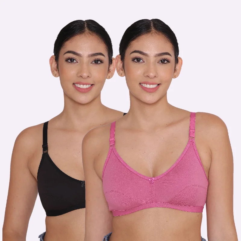 Women's Non Padded Non-Wired Regular Bra-Paris Combo of 2 Seamless Fit Bra