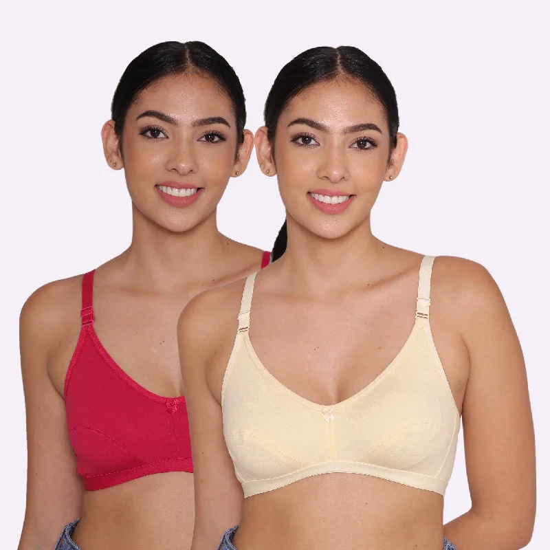 Women's Non Padded Non-Wired Regular Bra-Paris Combo of 2 Supportive Wireless Bra