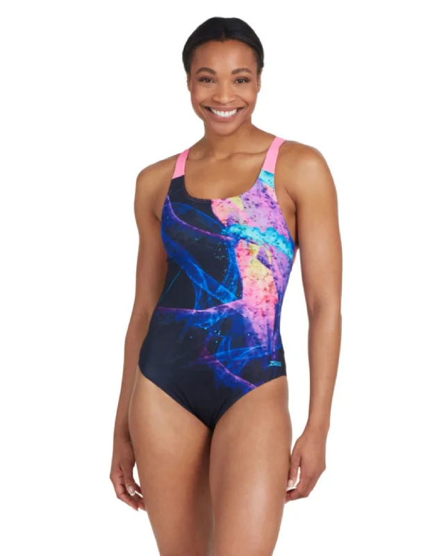 Acid Wave Speedback Swimsuit - Black/Pink Comfortable Swim Dress