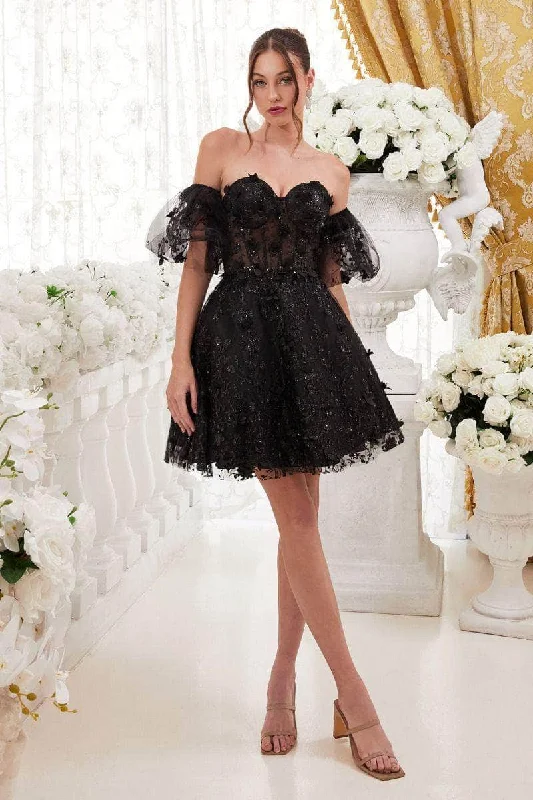 Cinderella Divine KV1089 - Chic Sweetheart Corset Mini Dress Fashionable A-Line Mini Dress Cinderella Divine KV1089 - Chic Sweetheart Corset Mini Dress Fashionable A-Line Mini Dress