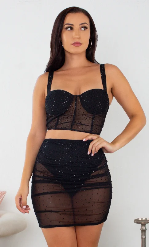 Midnight Desire Sheer Mesh Rhinestone Sleeveless V Neck Bustier Crop Top Two Piece Bodycon Mini Dress - 2 Colors Available Trendy Bodycon Mini Dress Midnight Desire Sheer Mesh Rhinestone Sleeveless V Neck Bustier Crop Top Two Piece Bodycon Mini Dress - 2 Colors Available Trendy Bodycon Mini Dress