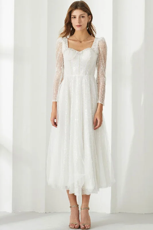 Sparkly Sequin Sweetheart Fit Flare Tulle Corset Cocktail Party Midi Dress - White Trendy Floral Wrap Midi Dress Sparkly Sequin Sweetheart Fit Flare Tulle Corset Cocktail Party Midi Dress - White Trendy Floral Wrap Midi Dress