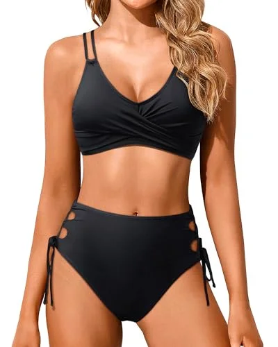 Women High Waisted Bikini Set Two Piece Swimsuits Push up Wrap Swim Suits Top Tummy Control Bathing Suit Bottom Bold Swimsuit Design