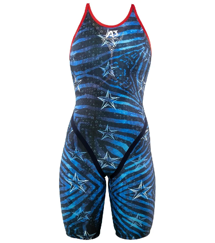 A3 Performance Women's Phenom Closed Back Tech Suit Swimsuit Blue High-Waist Bikini Set A3 Performance Women's Phenom Closed Back Tech Suit Swimsuit Blue High-Waist Bikini Set