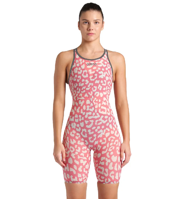 Arena Women's Powerskin Carbon Air2 SL Limited Edition Open Back Tech Suit Swimsuit Leopard Skin Geranium Deep-V Swimsuit Design Arena Women's Powerskin Carbon Air2 SL Limited Edition Open Back Tech Suit Swimsuit Leopard Skin Geranium Deep-V Swimsuit Design
