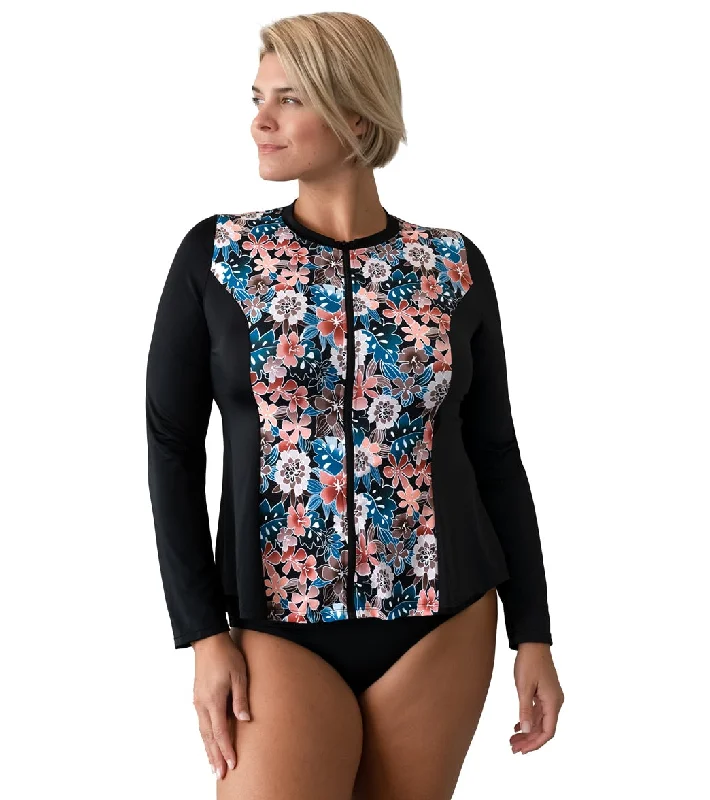 Fit4U Women's Plus Size Moon Shadow Long Sleeve Swim Shirt Mocha Bold Color Swimsuit Fit4U Women's Plus Size Moon Shadow Long Sleeve Swim Shirt Mocha Bold Color Swimsuit