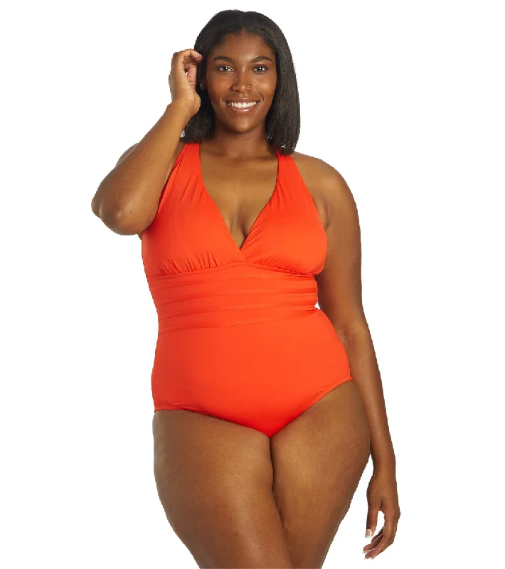 La Blanca Plus Size Island Goddess Multi Strap One Piece Swimsuit Strappy Back Bikini La Blanca Plus Size Island Goddess Multi Strap One Piece Swimsuit Strappy Back Bikini