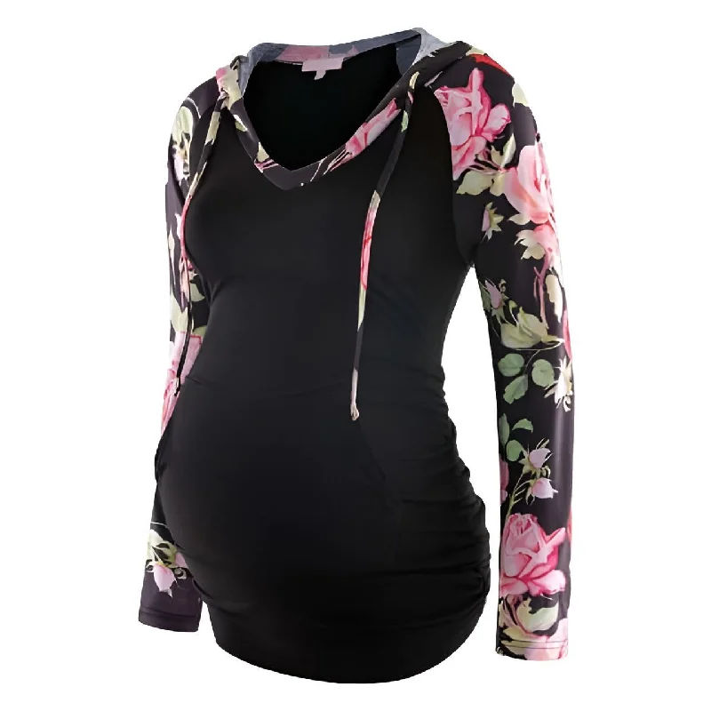Women's Maternity Hoodie With Kangaroo Pocket Graphic Hoodie Design Print