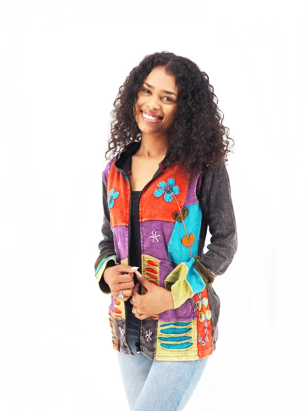 Handmade Patchwork Boho Hoodie 100% Pre-Washed Cotton Pixie Hood Orange Purple Tones S-M-L-XL Hoodie with Monochrome Minimalist Simple Handmade Patchwork Boho Hoodie 100% Pre-Washed Cotton Pixie Hood Orange Purple Tones S-M-L-XL Hoodie with Monochrome Minimalist Simple