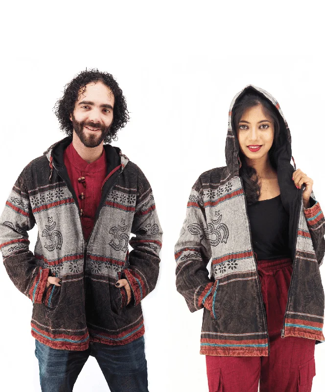 Handmade Casual Boho Cotton Unisex Jackets Hoodies Size S-M-L-XL-XXL Gray Hoodie with Logo Branding Identity